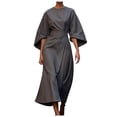 thumbnail image 1 of XDZJLR Robes pour Femmes 2025 Mode Élégante Couleur Unie Robe à Manches Chauve-Souris, 1 of 4