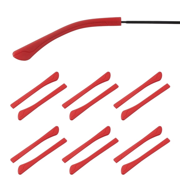 Uxcell 6 Paires de Branches de Remplacement pour Lunettes, Embouts d'Extrémité de Lunettes en Silicone Antidérapants, Reteneurs de Lunettes Adaptés à 1x2 mm pour Lunettes de Soleil Rectangulaires Fines en Métal, Branches, Rouge