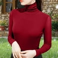 thumbnail image 5 of qucoqpe Women's 2025 Fall Winter Fashion Casual Solid High Neck Long Sleeve Stretchy Slim Knitted Sweater Pullover Tops, 5 of 5