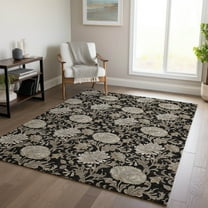 Addison Rugs Chantille Indoor/Outdoor Transitional Floral Black Washable Rectangle Rug, 9' x 12'