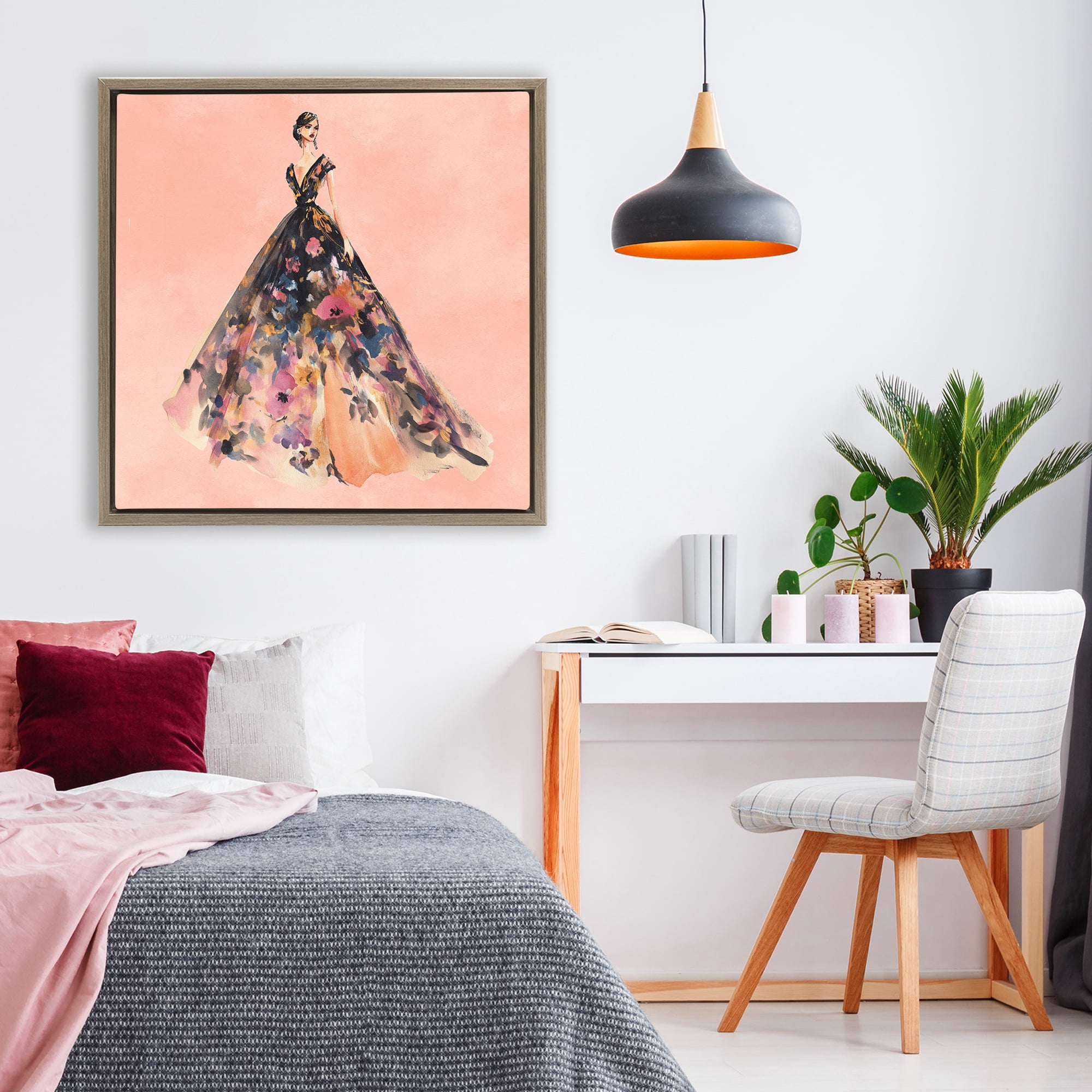 Stupell Industries Rose Gold Night Brown Framed Floater Canvas Wall Art, design by Svetlana Aleynikova