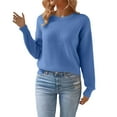 thumbnail image 5 of Comdrip Knit Sweater, Women's Wool Blend Casual Sweaters Crewneck Long Sleeve Knit Pullover Sweater Fall Tops for Women 2025 Pullover Sweaters for Women Blue 2XL, 5 of 9