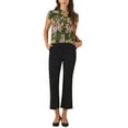 thumbnail image 2 of Blusas de trabajo Satin Inspire Chic para mujeres, blusa casual de negocios con mangas de capucha, floral, vintage, talla L, verde, 2 of 6