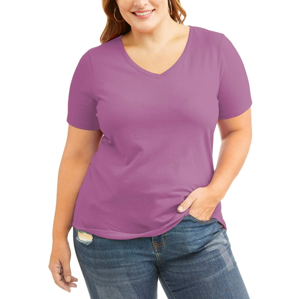 Faded Glory Women's Plus Short Sleeve VNeck TShirt