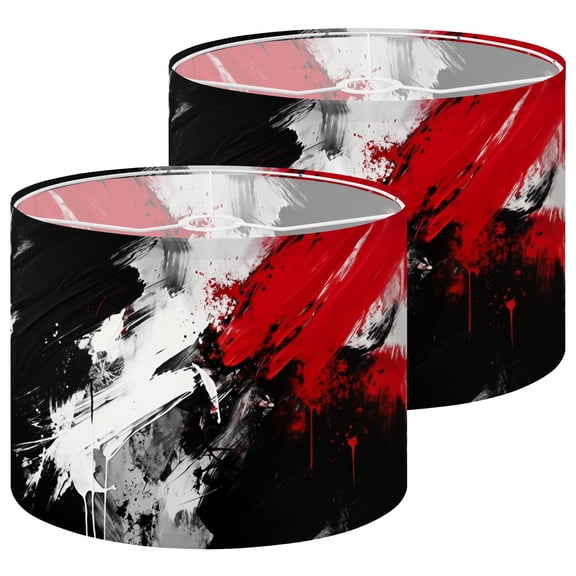 Vintage Lampshades 2 Pack Abstract Black White Red Paint Splatter Art 13"x13"x10" Light Shade for Table Lamps Floor Lamp Shades Lampshade Replacement Easy Assembly