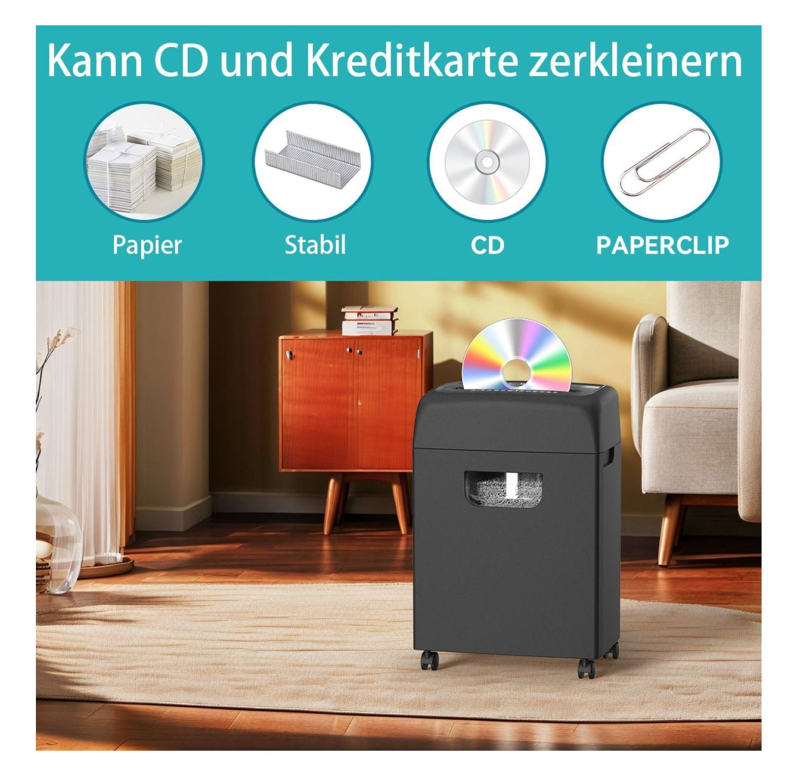Paper Shredder, 18-Sheet Cross Cut, P-4 Security, Home Office Use, Shreds Paper, Credit Cards, CDs, 5.28 Gallon Bin, Ultra-Quiet