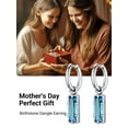 thumbnail image 4 of Pendientes colgantes Huggie PROSTEEL Acero Inoxidable para mujeres niñas Diciembre turquesa Cristal regalo, 4 of 7
