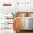 thumbnail image 6 of 3 Piece Burnt Orange Gray Ombre Duvet Cover Set Queen Size, Microfiber Comforter/Quilt Cover with Corner Ties and 2 Pillowcases, Vintage Farmhouse Wooden All Season Soft Bedding with Zipper Closure, 6 of 8