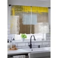 thumbnail image 5 of Sheer Curtains 45 Inch Length 2 Panels Set for Kitchen, Yellow Brown Semi Sheer Curtains for Windows, Abstract Blue White Vintage Oil Painting Voile Window Treatments Rod Pocket Curtain, 5 of 7