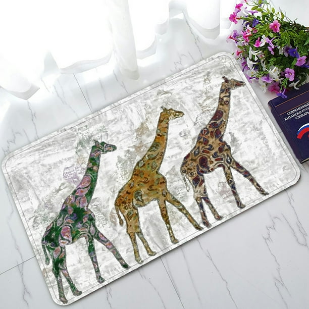 PHFZK Animal Doormat, Vintage Watercolor Africa Giraffe Doormat ...