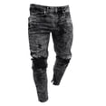 thumbnail image 2 of CHERALKEST Men's Biker Skinny Ripped Jeans Black Stretch Leg Zipper Denim Pants, 2 of 6