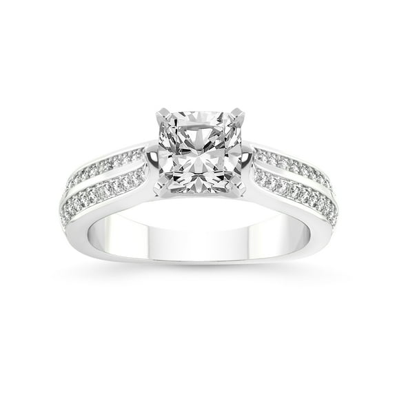 2 Carat IGI Certified Cushion Shape Lab Grown Diamond Engagement Ring | 14K White Gold | Sandra Side Stone Lab Diamond Ring | FG-VS1-VS2 Quality Friendly Diamonds