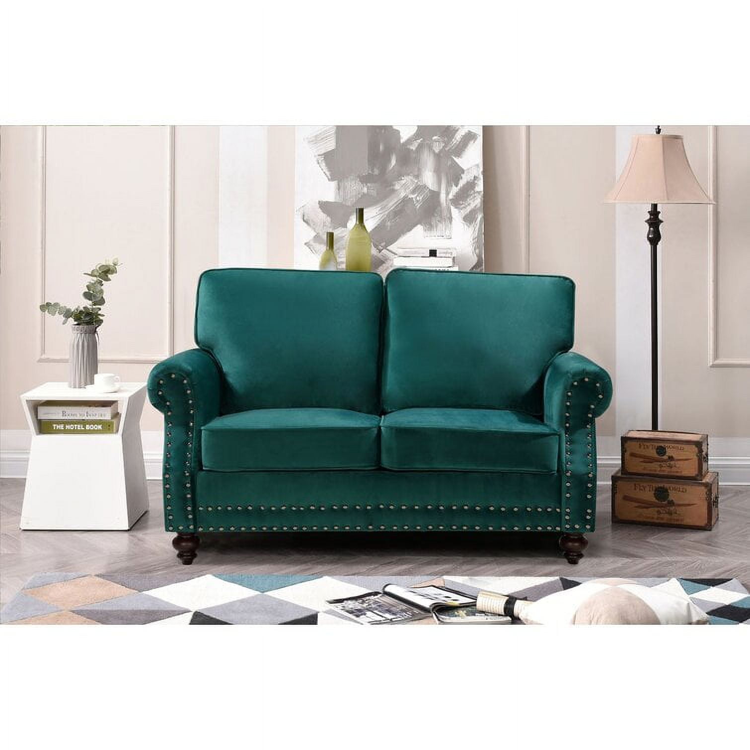 US Pride Furniture Feingold 2 Piece Velvet Living Room Set, Removable Cushions, Sofa Loveseat