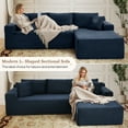 thumbnail image 5 of Muumblus Modular Sectional Sofa, Oversized L-Shape Cloud Couch, Modern Corduroy Sleeper Couches for Living Room, No Assembly Required, Blue (Right Facing Chaise), 5 of 11