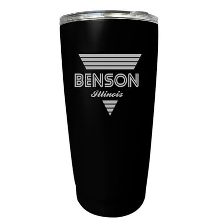 

Benson Illinois Souvenir 16 oz Black Stainless Steel Tumbler Retro Design