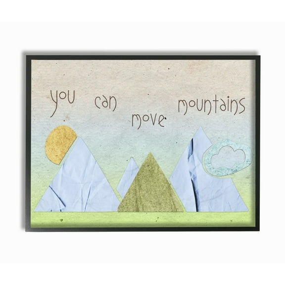 Stupell You Can Move Mountains Collage Blue Framed Giclee Texturized Art 11 x 14