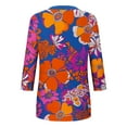 thumbnail image 4 of HOMBOM Summer Tops for Women V-Neck Plus Size 3/4 Sleeve Red 2025 Floral Oversized Blouse, 4 of 5