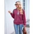 thumbnail image 3 of Womens Jacket Coat Casual Stand Collar Zip Up Fall Fashion Jackets Outfits with Pockets Wine Red XL, 3 of 8