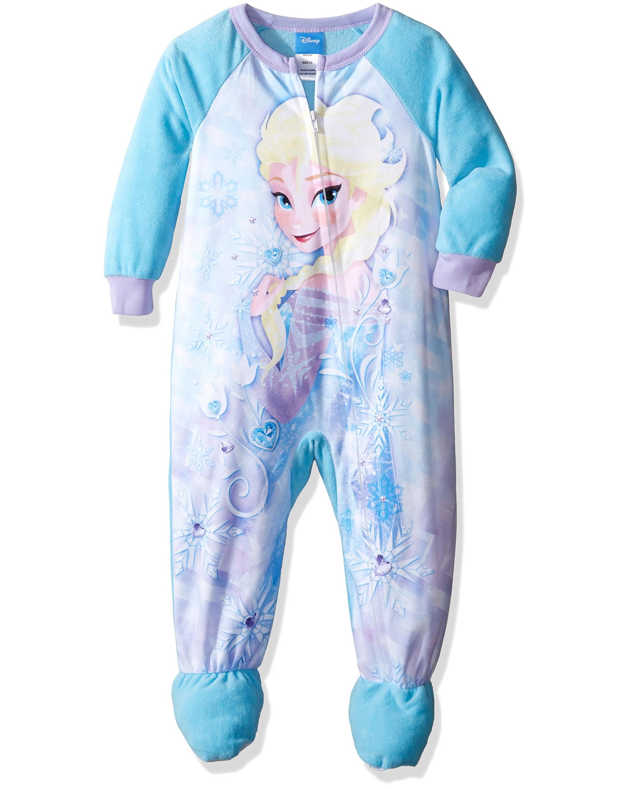 Disney Girls' Frozen Elsa Footed Blanket Sleeper, Blue, Size 2T