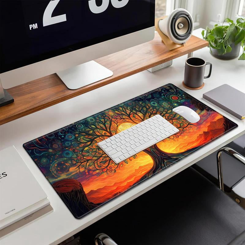 HELLOYOUNG Wood Grain Mouse Pad, Rectangular Gaming Mouse Mat, Non-Slip Rubber Base, Large Desk Pad for Keyboard and Mouse, Waterproof Surface for Home Office & Game Room