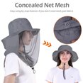 thumbnail image 2 of HOMEYA Mosquito Mesh Sun Hat with Hidden Head Net Outdoor Wide Brim, Bee Bug Protection for Fishing Hiking Gardening, 2 of 7