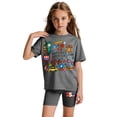thumbnail image 5 of CCRFTGI 4th of July Girls' Clothing Sets Summer Outfits Size 8 2 Piece Outfits Patriotic Cute Happy America 250 Clothing Sets Casual T Shirts Top and Shorts Athletic Activewear Gray 5-6 Years, 5 of 6