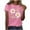 Pink 3, variant on Charella Crew Neck Shirts for Women Flower Printed Short Sleeve Blouses Summer Basic Casual Tops Graphic Tees (XL, Pink 3)