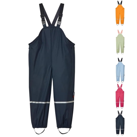 Boys Girls Waterproof Suspender Rain Pants Outdoor Rain Bib