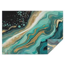 Teal Marble Gold Line Pattern Rectangle Tablecloth 60"x84",Waterproof Polyester Rectangle Table Cloth, Wipeable Spillproof Polyester Tablecloth for Dining, Camping, Indoor and Outdoor