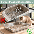 thumbnail image 4 of 1 pack-17.72'' Lx 13.78'' W x 2.76'' H Low Entry Stainless Steel Cat Litter Box, 4 of 8