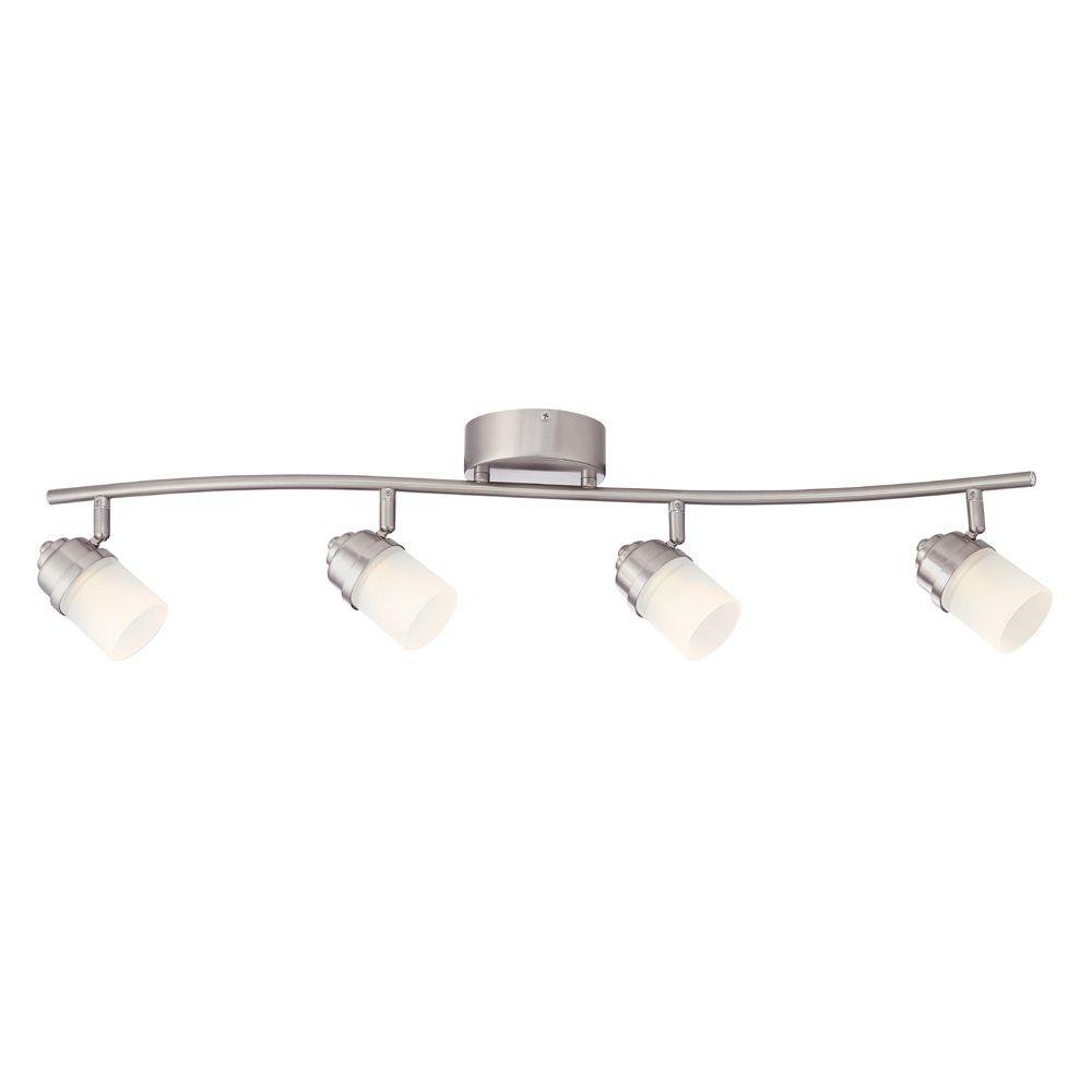 4LIGHT LED TRACK FIXTURE, 3 FT., CURVED BAR, BRUSHED NICKEL, DIMMABLE