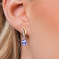 thumbnail image 3 of Gem Stone King 925 Silver and 10K Yellow Gold Blue Tanzanite and White Lab Grown Diamond Dangle Earrings for Women | 1.57 Cttw | Gemstone December Birthstone | Pear Shape 8X6MM, 3 of 6