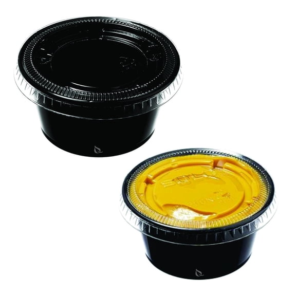 EcoQuality Black Plastic Leak-Proof Condiment Food Storage Containers (100 Count)