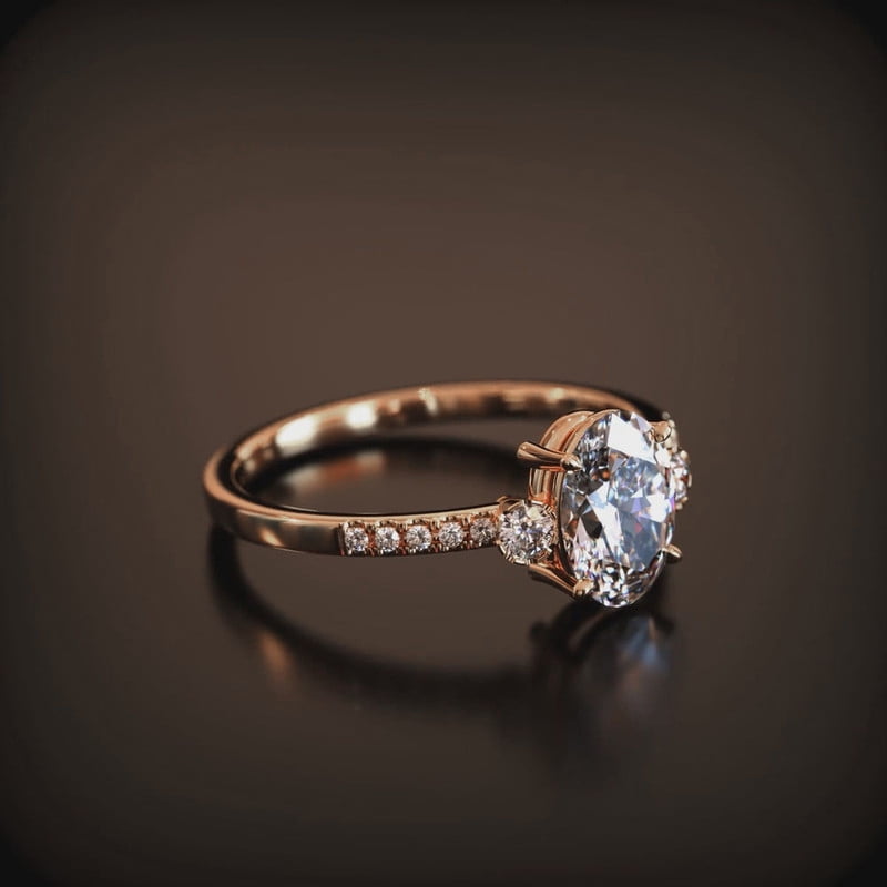 Cora Jewellery 1.35CT Oval Moissanite Solitaire Engagement Ring For Women, 14K Rose Gold