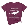 thumbnail image 1 of TSADFHJI Tuniques pour Femmes Manches Courtes Mode Moderne Confortable Col Rond Imprimé Dinosaure T-Shirt TTTG Violet, 1 of 2