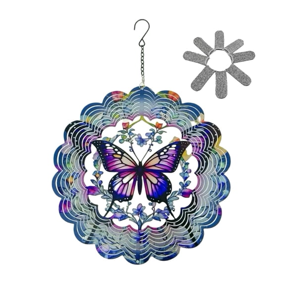 Stainless Steel 3D Wind Spinner for Yard and Garden, 12 Inch Outdoor Hanging Decor