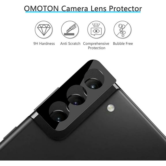 for Samsung Galaxy S21 Plus (6.7") Camera Lens Protector HD Tempered Glass Back Camera Protector, Case Friendly, Easy Installation Cover by Xpm [Black]