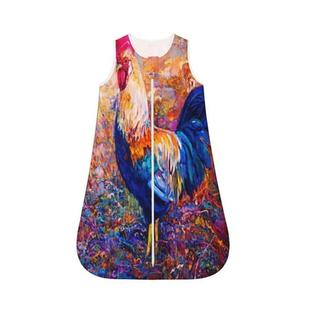 

Fotbe Rooster Oil Painting Pattern Sleep Sack - Baby Wearable Blanket with Zipper Extra Soft Cotton Sleeveless Sleeping Bag for Infants-Medium