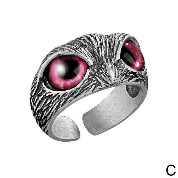 Welvarend Beweren ongeluk Silver Demon Owl Eye Ring For Girl Women Lover Retro Animal Ring D6T7 -  Walmart.com