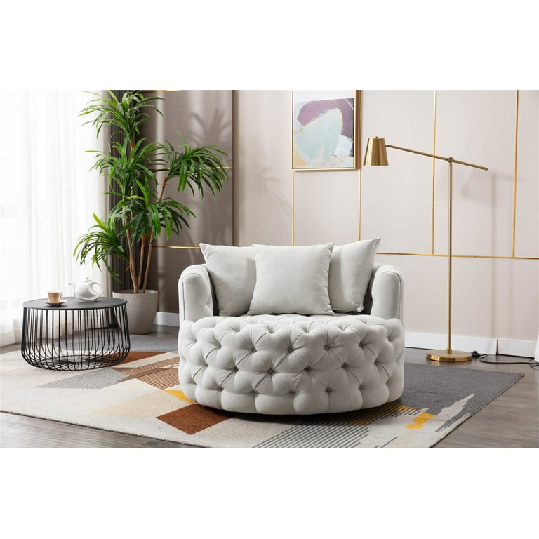 Beige swivel barrel chair sale