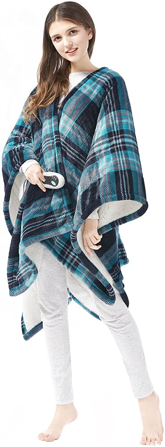 Details about   Beautyrest Ultra Soft Sherpa Berber Fleece Electric Poncho Wrap Blanket Heated T 