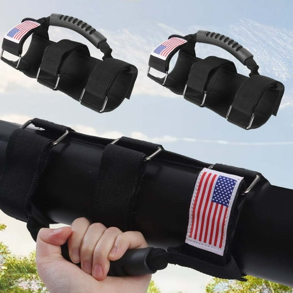 Roll Bar Grab Handles with US Flag, 2 x Grip Handles for 1955-2023 Jeep Wrangler JL, JK, TJ, YJ & Jeep Gladiator Accessories