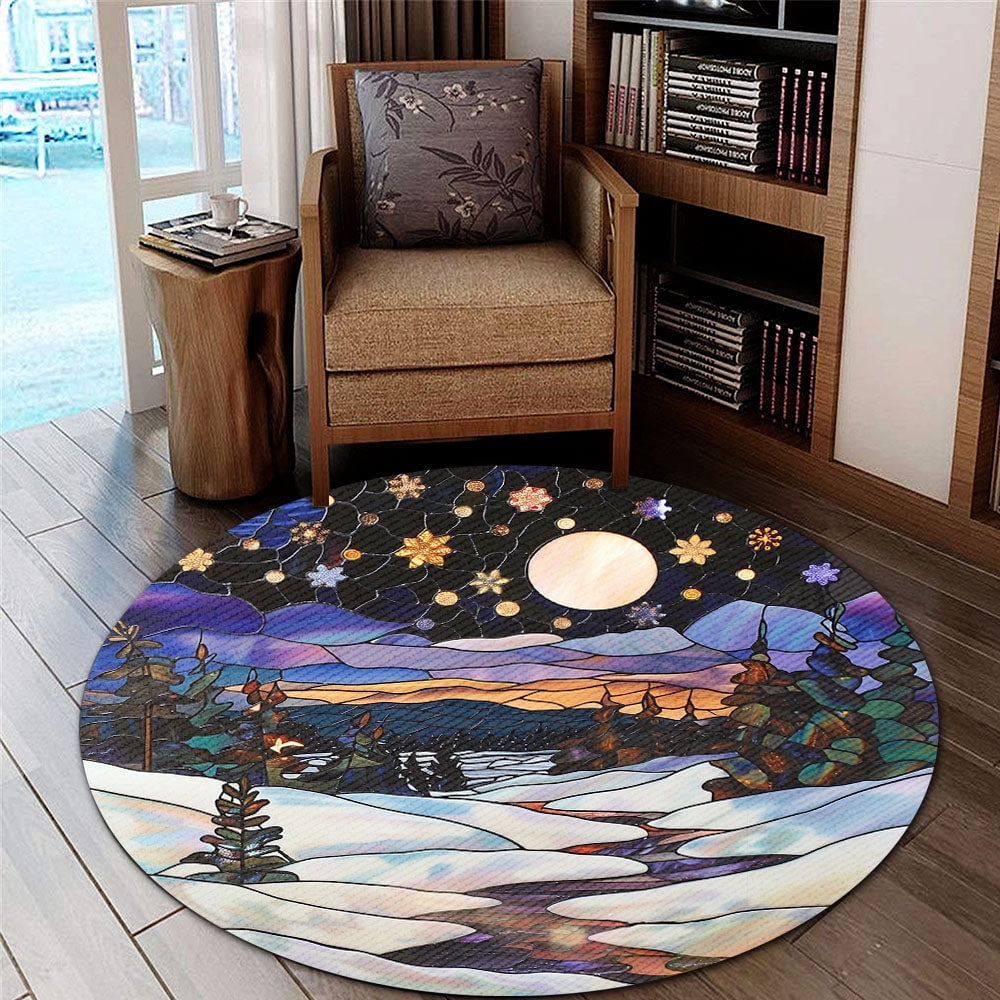 Round Rug, Sunset Soft Washable Carpet, Non-Slip Floor Mat for Living Room Bedroom Home Decor 24 Inch