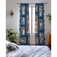 thumbnail image 3 of Cute Giraffe Sheer Curtains 84 Inch Length 2 Panels Set for Living Room/Bedroom, Wildlife Animals Blue Ethnic Geometric Kitchen Curtains Grommet Semi-Sheer Curtains Drapes Window Treatments 42"x84"x2, 3 of 7