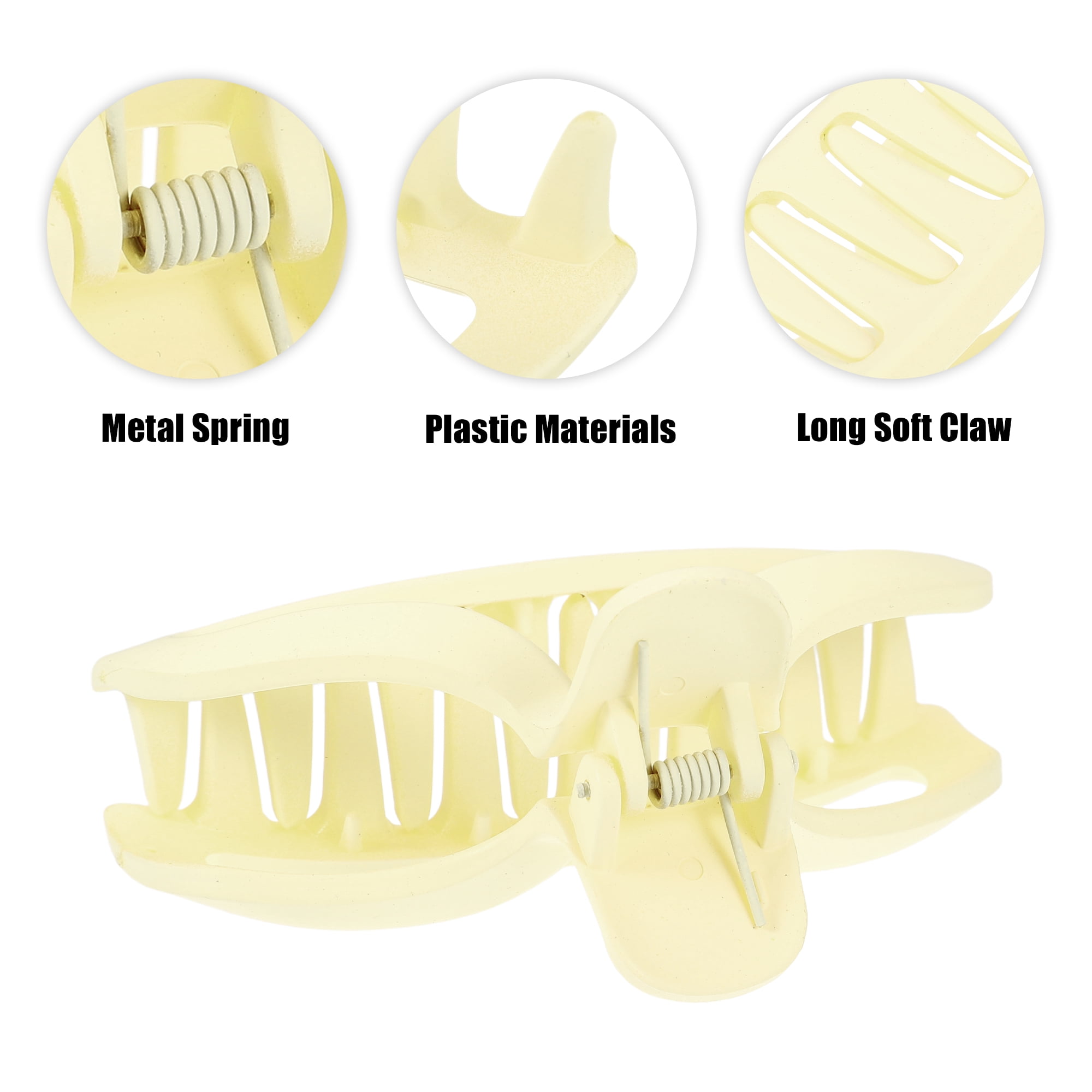 Unique Bargains Plastic Hair Claws Hair Clips Hair Barrettes Light Yellow