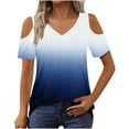 thumbnail image 2 of Tnhcen Women's Summer Loose Fit Off-Shoulder V-Neck Gradient Top - Breathable Spandex Blend Plus Size S-2XL Mesh Shirt, 2 of 7