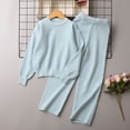 thumbnail image 5 of CYRBOKO 2 Piece Pullover Sweater Sets for Girls Size 10-12 T, Crew Neck Soft Fall Winter Long Sleeve Girls Clothes Light Blue, 5 of 5