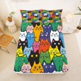 thumbnail image 4 of Manfei Abstract Cat King Sheets, Kawaii Pet Kitten Bedding, Blue Orange, 4-Piece, 1 Flat Sheet, 1 Fitted Sheet and 2 Pillowcases, 4 of 6