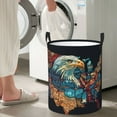 thumbnail image 5 of Daiia Stained Glass Eagle USA Round Laundry Basket with Handles Thickened Waterproof Circular hamper,Dirty Clothes Storage Basket for Bedroom,Bathroom,College Dorm-Small, 5 of 6