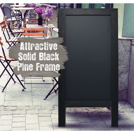 Magnetic A-Frame Chalkboard Sign, Extra Large 20 x 40, Standing Chalkboard Easel, with Chalk Marker   Chalk & Eraser, Sandwich Board Outdoor Sidewalk Sign, by Better Office Products (Black)